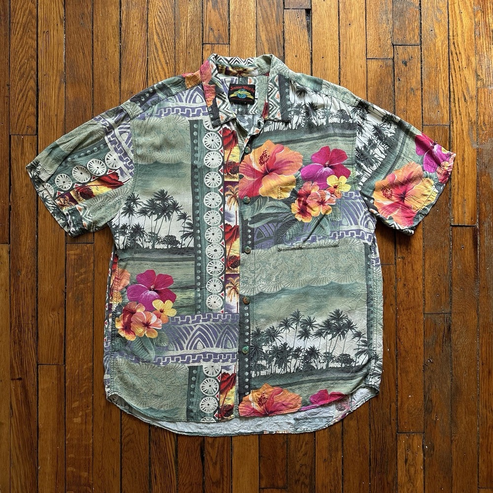 Jams World 30th Anniversary Collectors Edition Hawaiian Shirt Camp Men L Beach